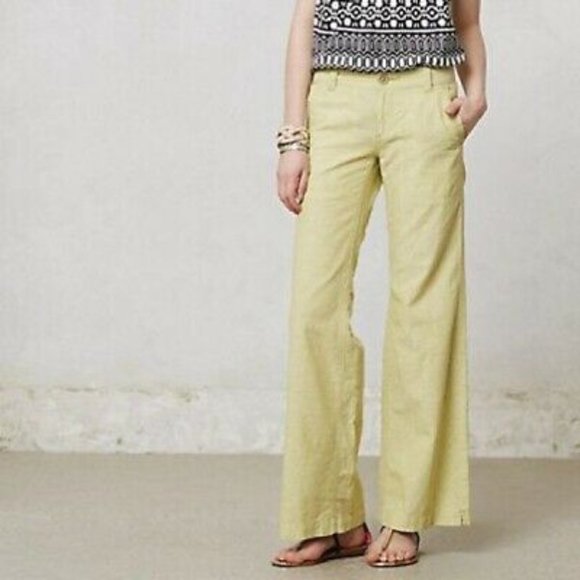 Anthropologie Pants - Anthropologie Pilcro Chartreuse Linen Trouser